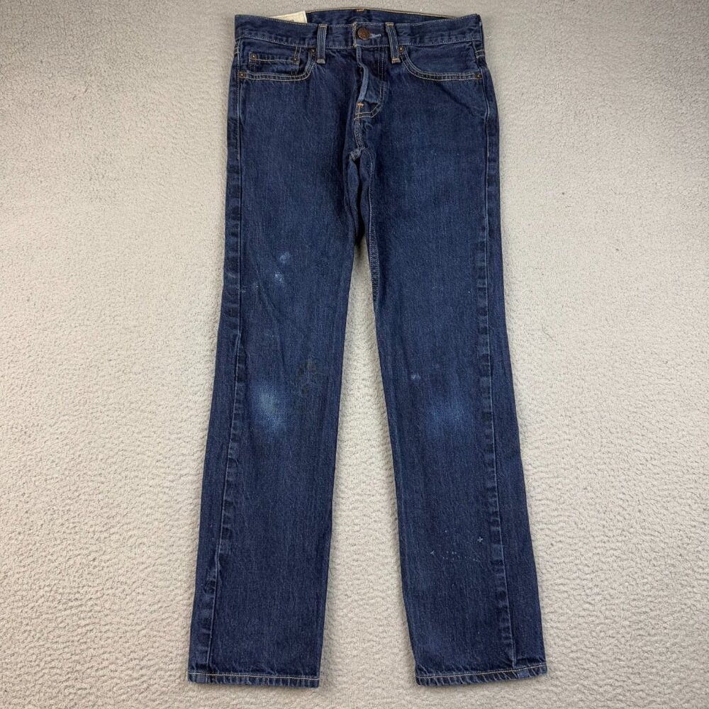 Hollister Jeans Men's 28x30 Blue Faded Straight Leg Slim Fit Button‎ Fly Cotton
